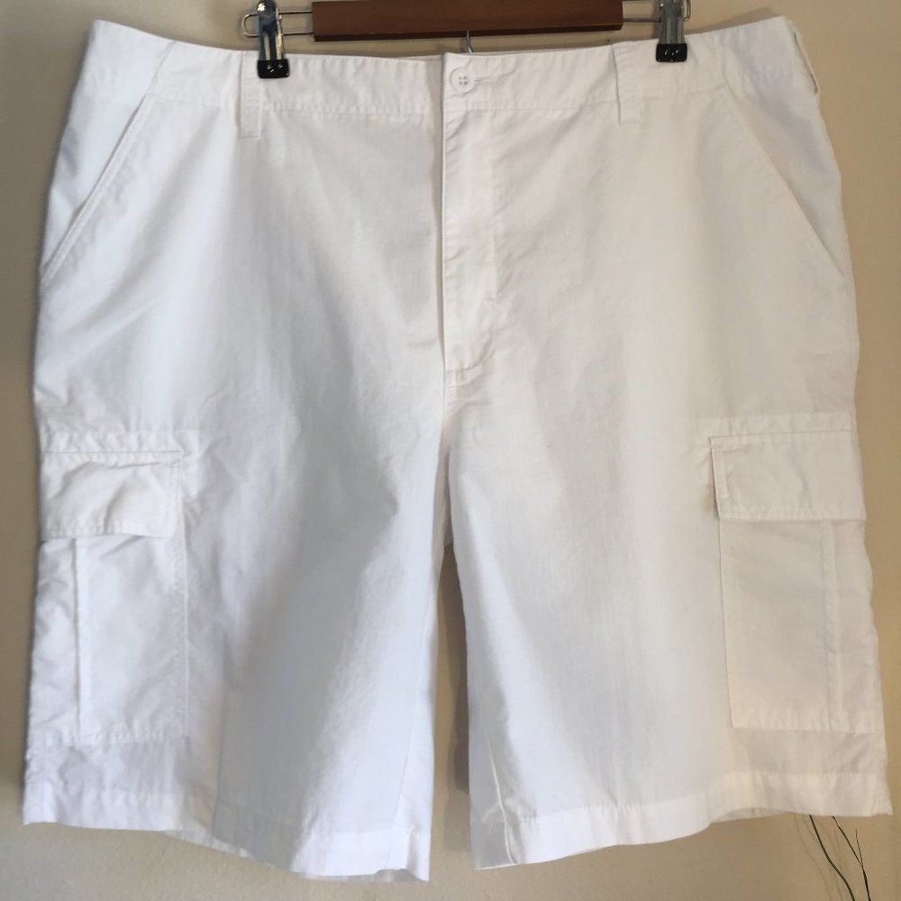 Boca Cargo Shorts Mens 42 White Cotton Blend Lightweight Flat Front 10.5 Inseam